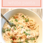 Chicken and Peas in a white sauce pasta dish