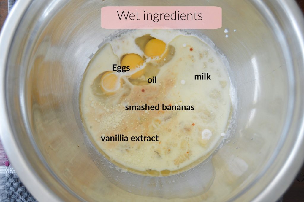 wet ingredients for banana bread 