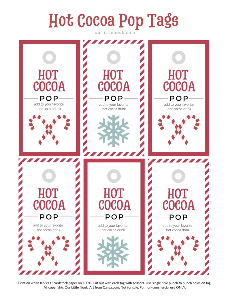 Hot cocoa pop tags