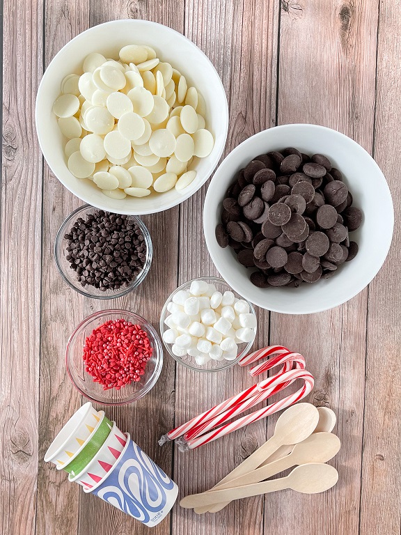 Ingredients for hot cocoa pops