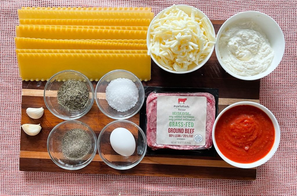 Ingredients for simple and delicious lasagna
