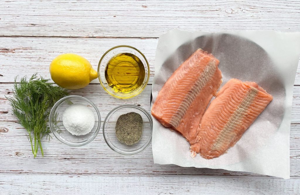Ingredients for easy oven-baked salmon