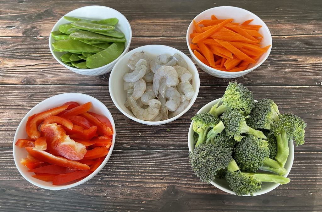 Vegetables for shrimp stir-fry