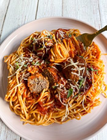 spaghetti with homemade meatballs