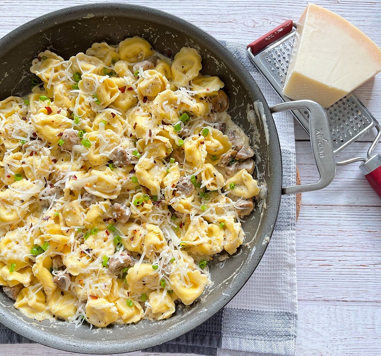 Cheese Tortelloni in a Creamy Mushroom Sauce – Our Little Nook